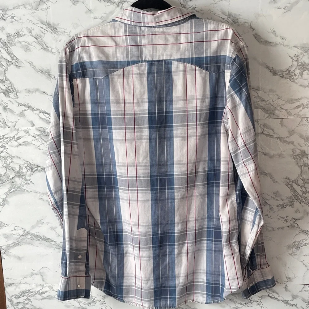 Levi's M Blue/White Mens Stripe Button Down Shirt